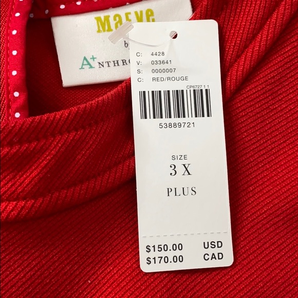 Anthropologie Maeve Deena Dress Flutter Sleeves 3X - Picture 7 of 9